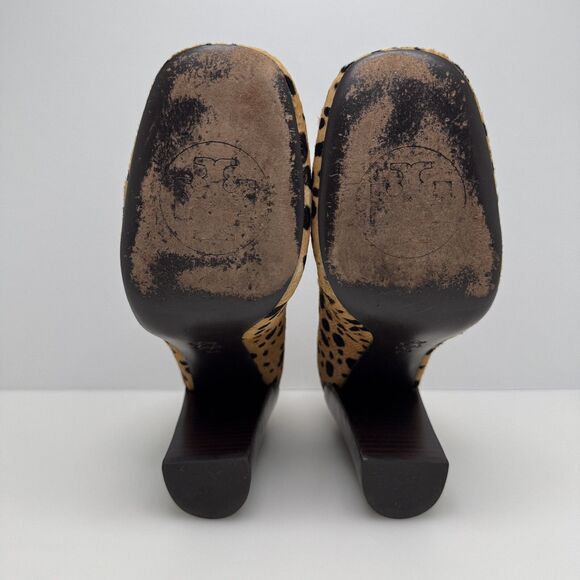 TORY BURCH Leopard Bovine Hair Cheetah Wood Block Heels Pumps Size 8 M - Picture 6 of 12